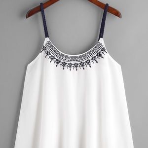Embroidered and Braided Strap Cami Top